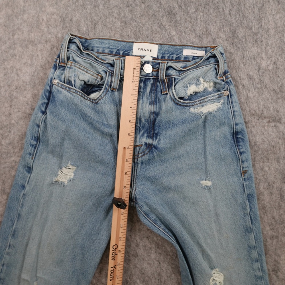 FRAME Jeans Womens 24 Blue Le Jane Sunkissed Distressed Straight Leg - Picture 4 of 11